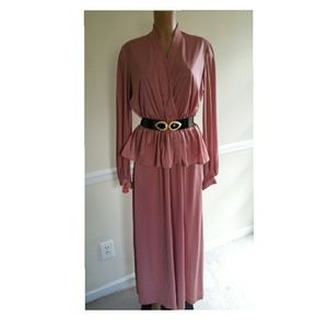 Vintage Dusty Rose Peplum Dress (Deadstock)